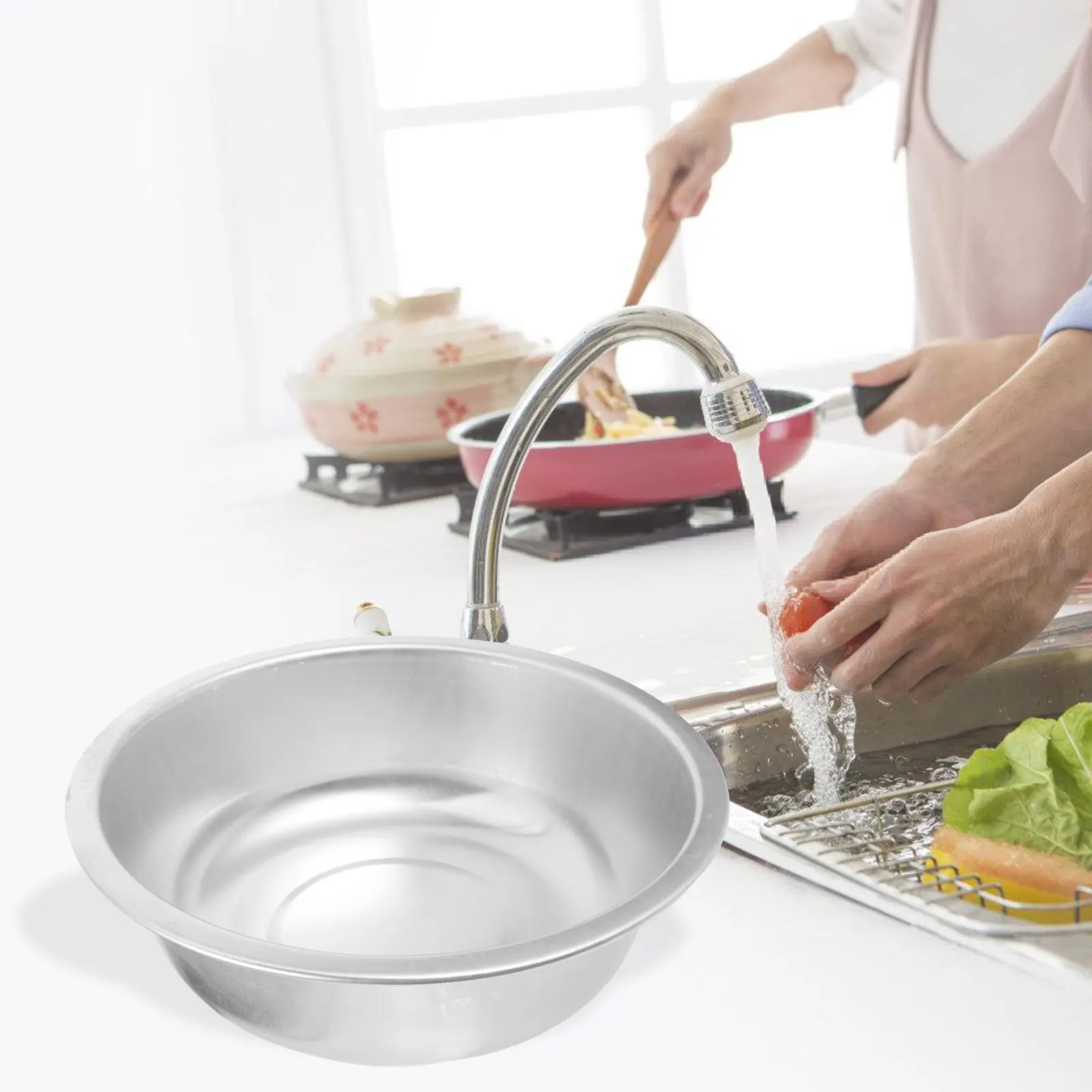 Aluminum Vegetable Washing Basin Large Capacity Food Prep Mixing Bowl Elegant Serving Container for Parties Daily Use Thick