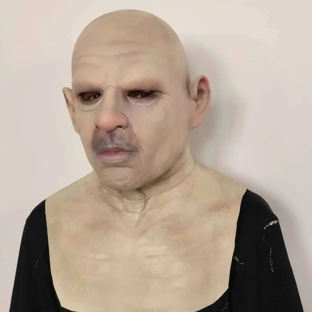 Realistische Glatzköpfige Alter Mann Latex-Maske für Erwachsene, Gesichtsmaske für Halloween, Maskerade, Cosplay, Kostümparty-Requisiten – Detail 3
