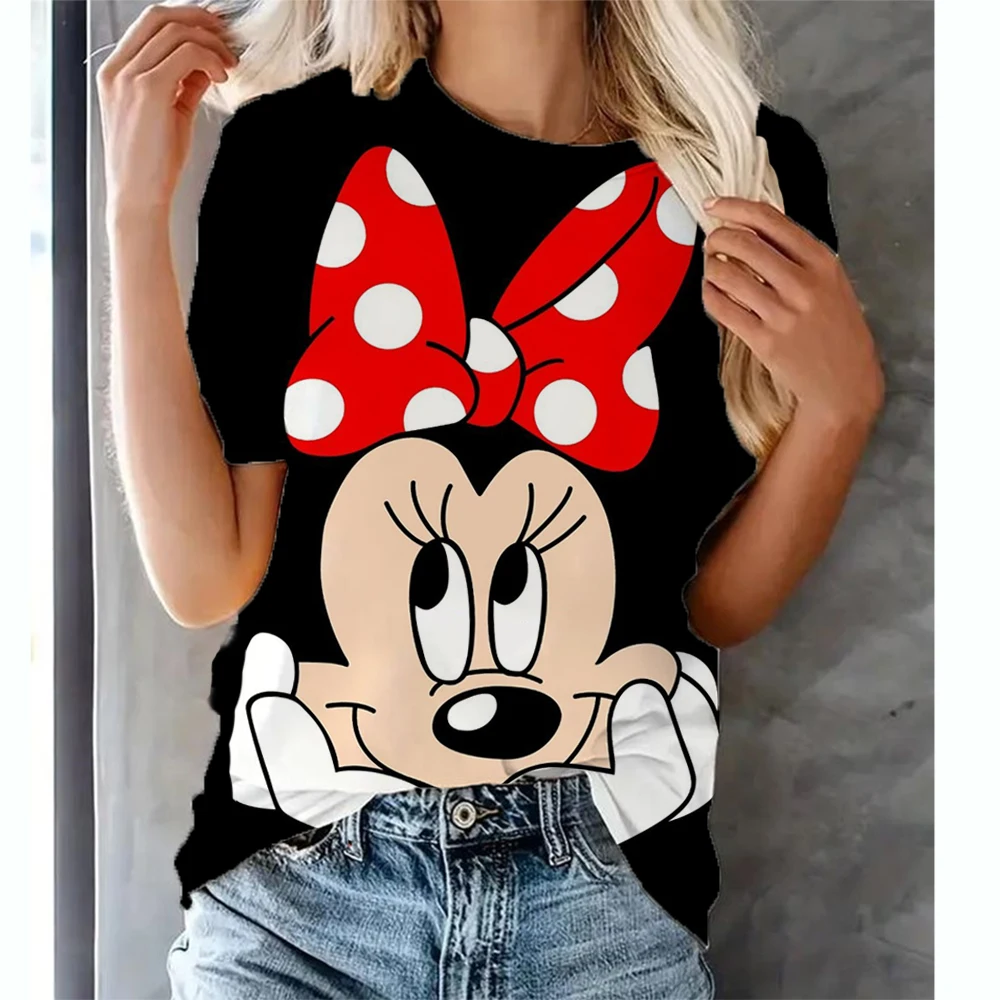 Women T-Shirts Disney Mickey Mouse Print Summer Girls Kawaii Female T Shirt Kids Size Oversized Tops Tees Fashion Camisetas