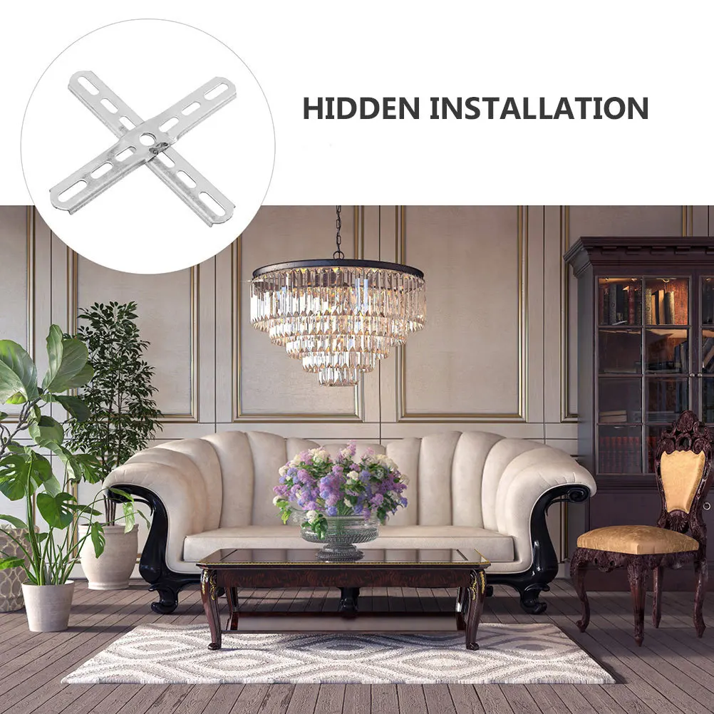 1 قطعة لوحة تركيب على شكل متقاطع لتركيب مصابيح السقف دعامة معدنية تركيب مخفي إضاءة شريط خلفي حديدي متين