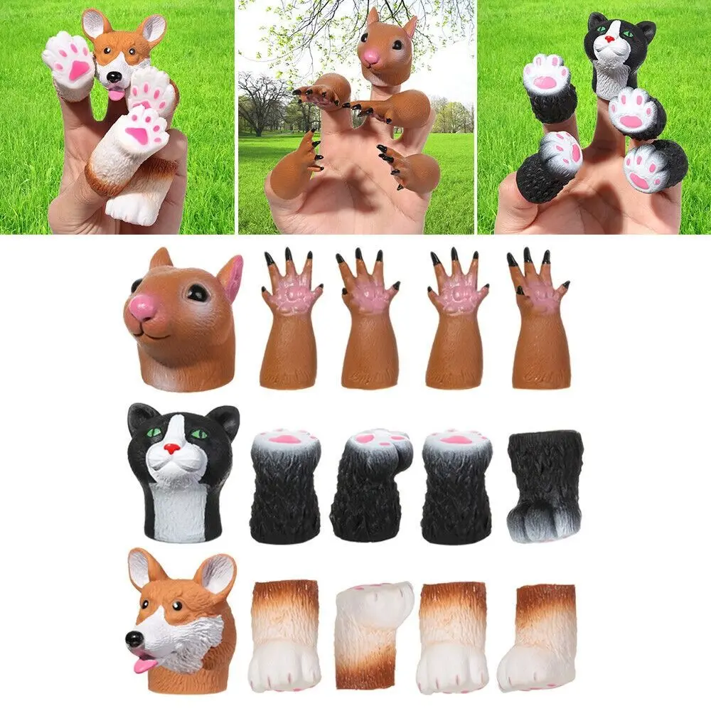 Squirrel Cat Finger Hand Puppet Kindergarten Performance Animal Head Shape Animal Finger Dolls Multiple Styles Animal Gloves