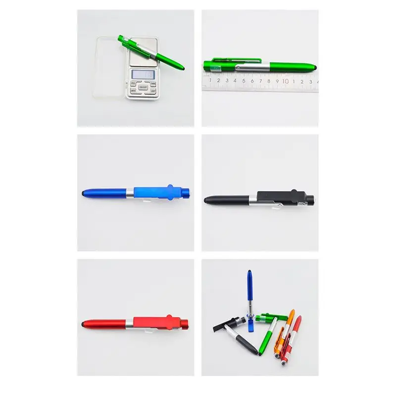 10Pcs 4 In 1 Multifunction Ballpoint Pen With LED Light Fold Phone Holder Night Read Writing Pencil Office School-A31R