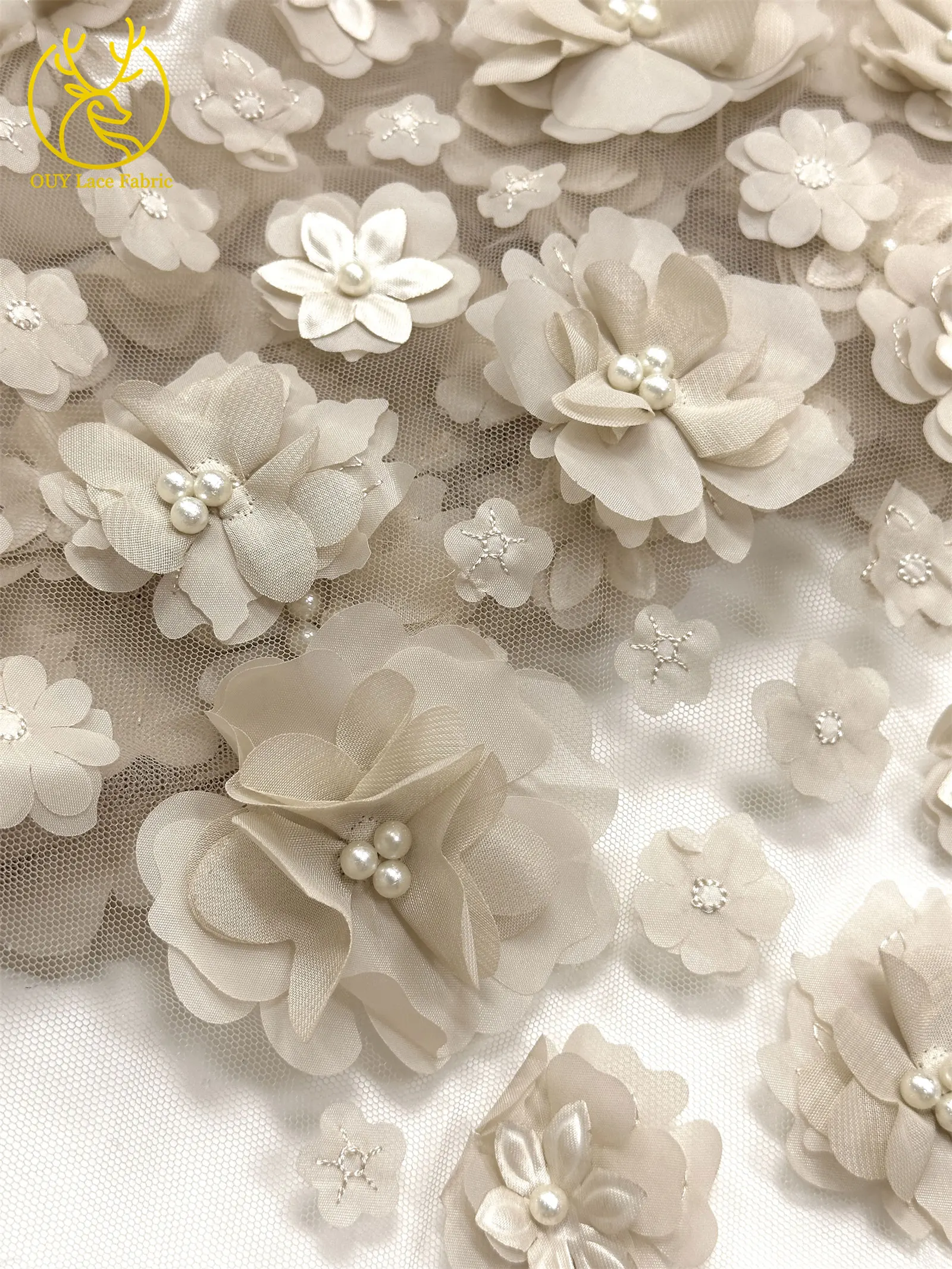 3D Französische Blumenperlen-Spitze 2026 Afrikanische Pailletten-Spitze Nigerianischer Tüll-Netzstoff für Hochzeitskleider 5 Yards – Detail 17
