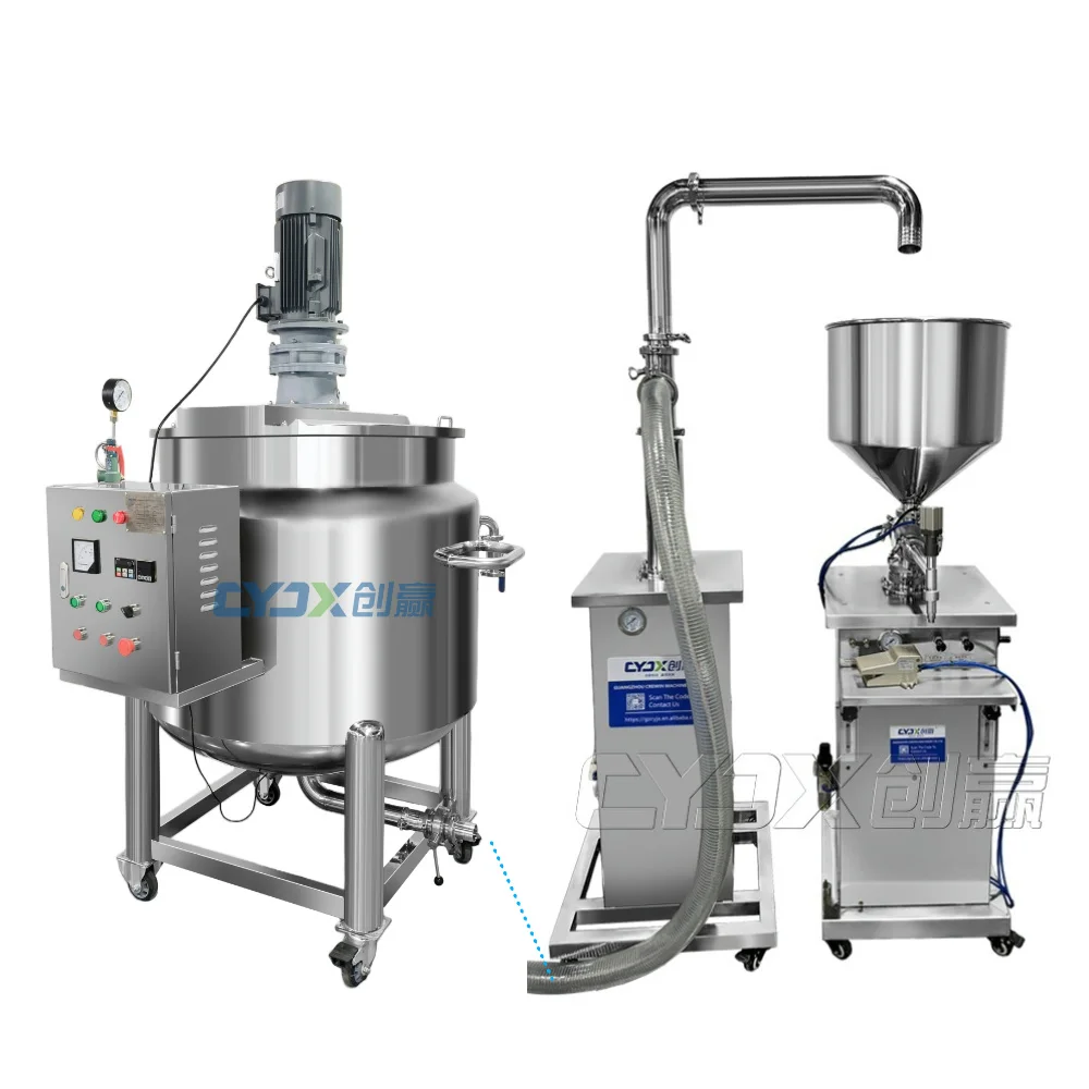 CYJX 500L Homogenizer Mixer with Agitator tank for Making Liquid Soap Shampoo Lotion Gel Electric Heating Mixing Machine