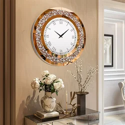 LUVODI 32inch Large Diamond Crystal Modern 3D Wall Clock Living Room Kitchen Bedroom Hall Clock with Roman Numerals