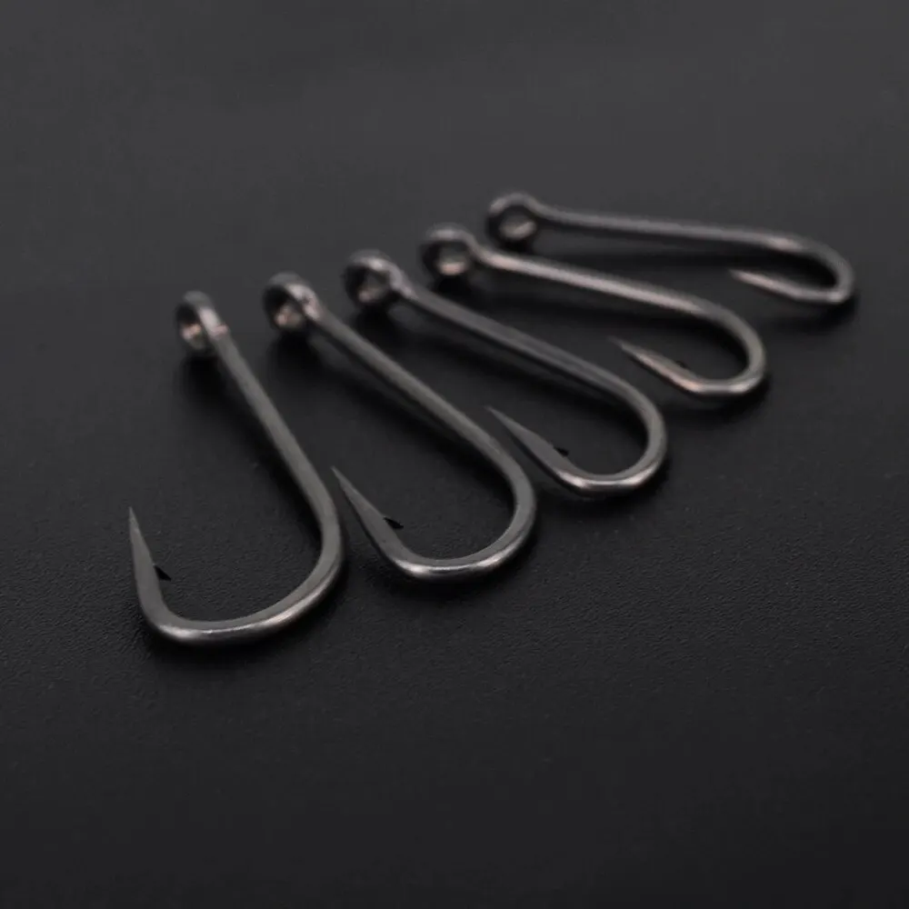 Hirisi 15pcs PTFE Coated High Carbon Steel Fish Hook Micro Barbed With Eye Long Shank X913 Carp Fishing Accessories