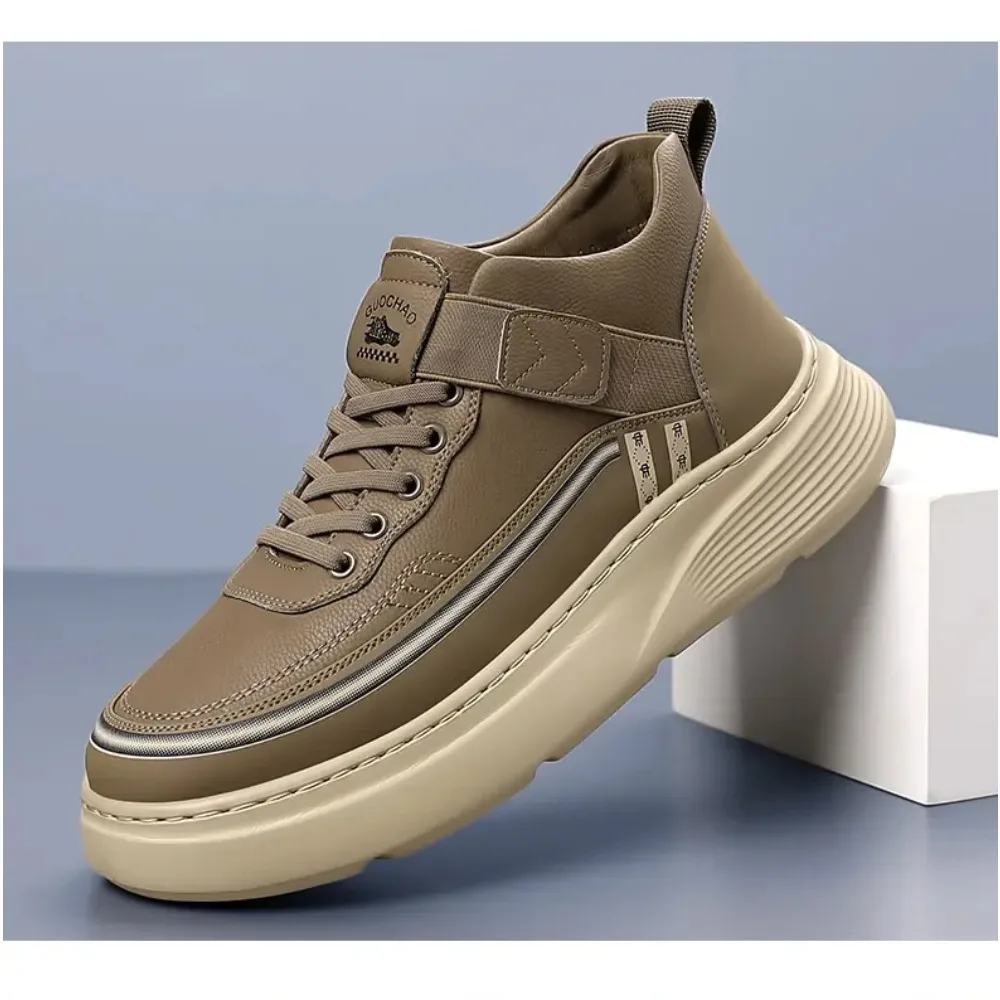 

2026 British Leather Platform Sneakers for Men Designer Soft-soled Casual Men's Board Shoes Autumn Fashion Sports Zapatos Hombre