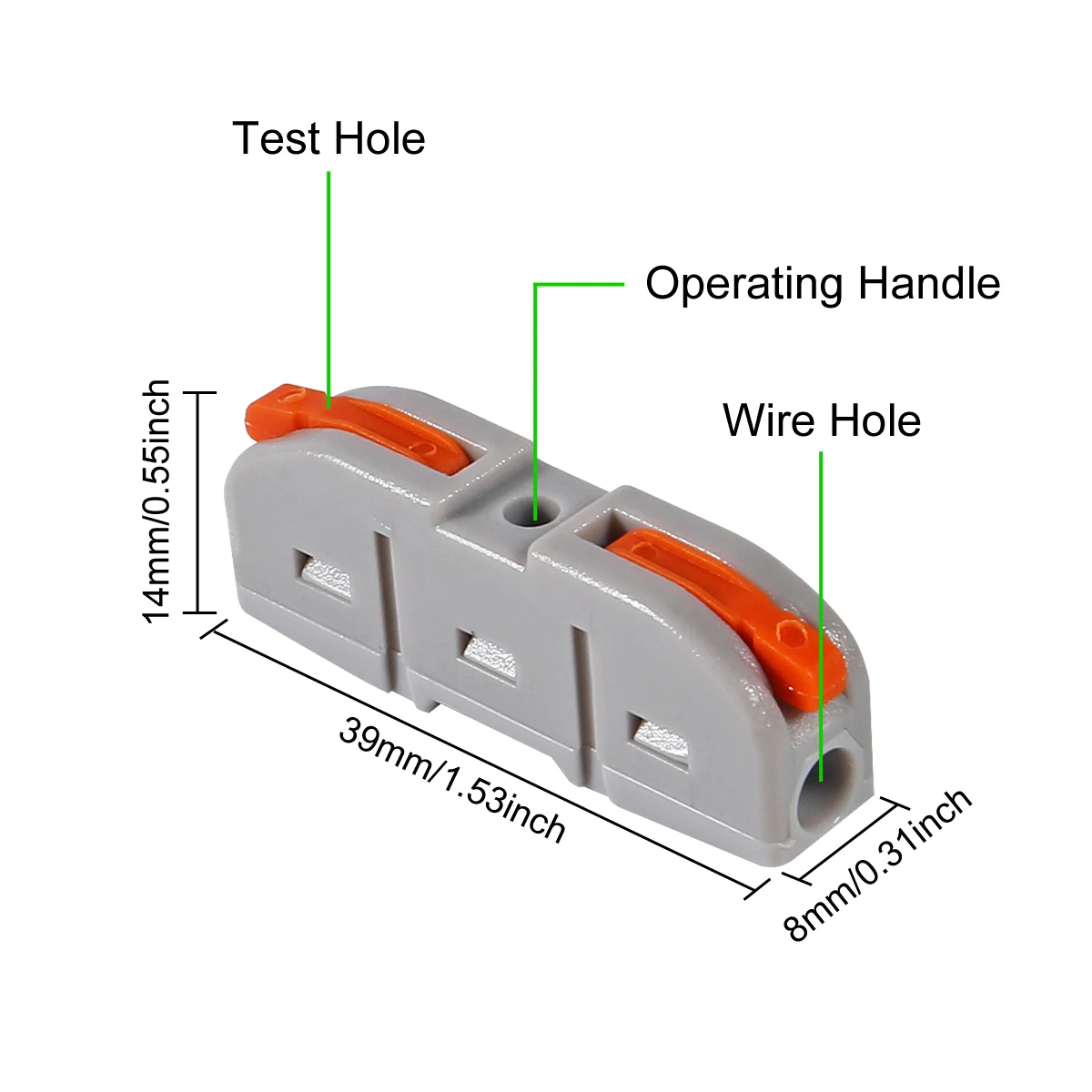 Wire Connectors1 to 1 Inline Electrical Lever Wire Connectors Nuts Push-in Quick Conductor Compact Splicing Connectors 28-12 AWG