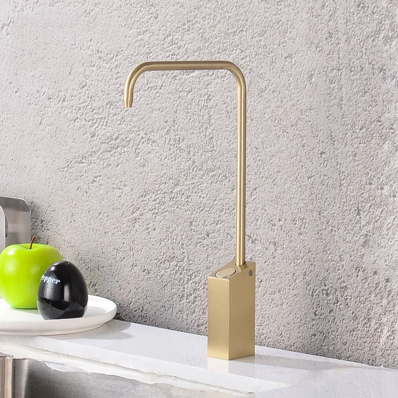 Filter Kitchen Faucet Direct Drinking Water Single Cold Brushed Gold/Grey Brass Pure Sink Mixer Tap Rotating Push Button Type