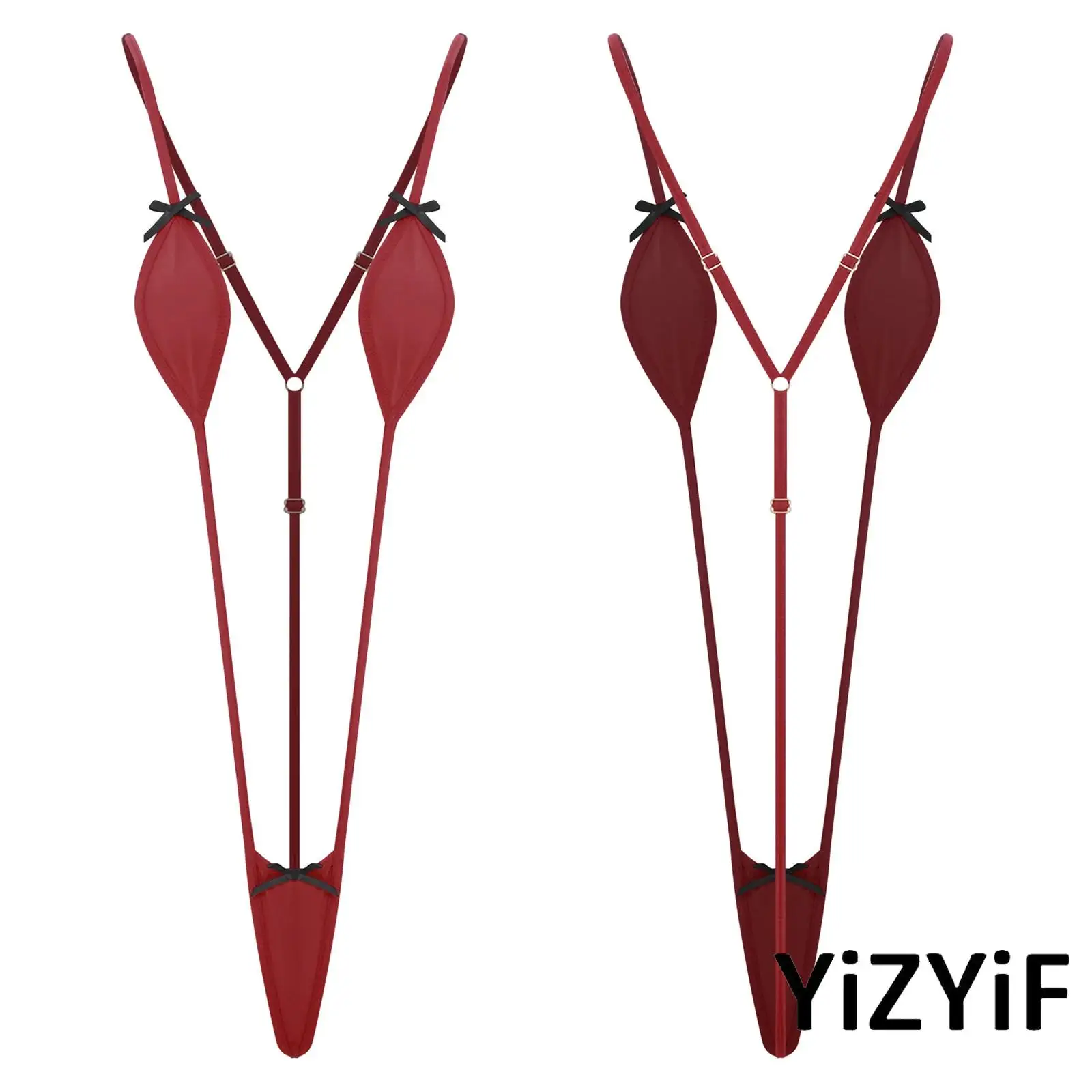 

Сексуальный женский цельный микро-бикини, боди с бантами, купальный костюм, регулируемый спагетти, мини-крышка для сосков, стринги, купальник на бретельках