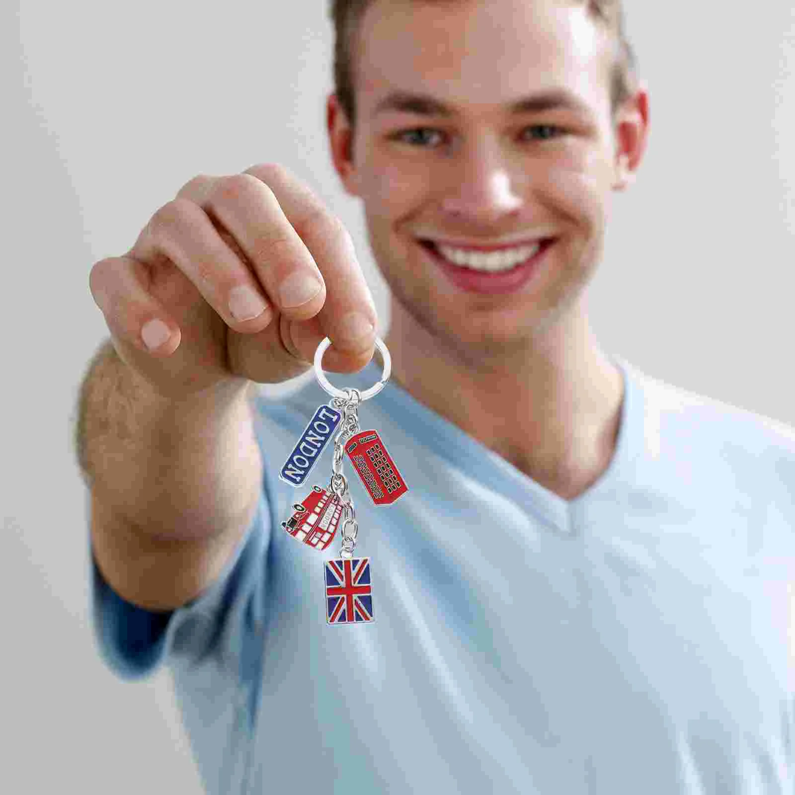 British Keychain UK Flag Lanyard for Men London Souvenirs Promotional Gifts Men's Wallets Telephone Booth Travel