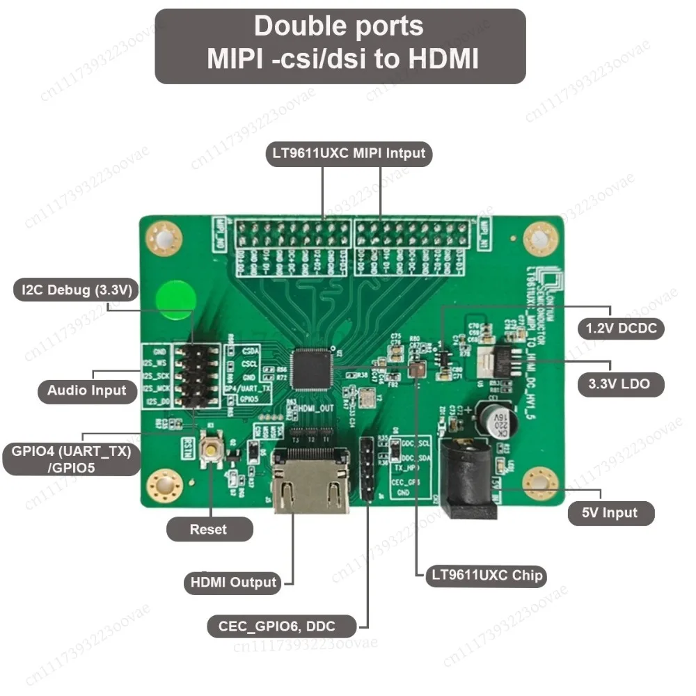 Df LT9611UXC Dual MIPI DSI CSI to HDMI2.0 Audio Converter Board for STB DVD Burst Mode Video, Replacement Parts