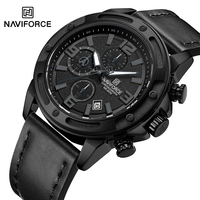 NAVIFORCE Military Sports Chronograph Watch for Men 30m Waterproof Genuine Leather Man's Wristwatches Quartz Luminous Male Clock