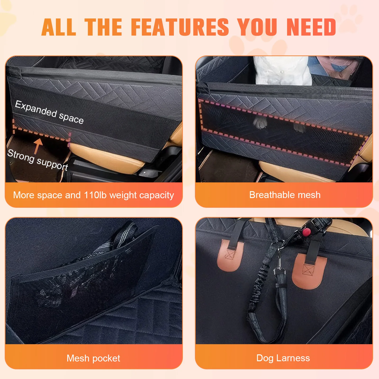 الكلب غطاء مقعد السيارة نونسليب الكلب أرجوحة سيارة الحيوانات الأليفة وسادة للمقعد للكلاب الحيوانات الأليفة مقعد السيارة حامي