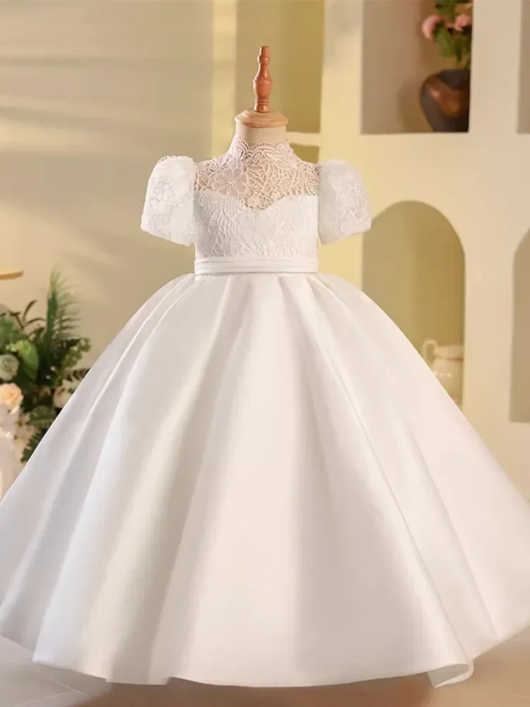 Formal Girl White Bridesmaid Long Dresses Kids Wedding Prom Gown Teenagers Evening Party Dress Kids First Communiom Vestidos