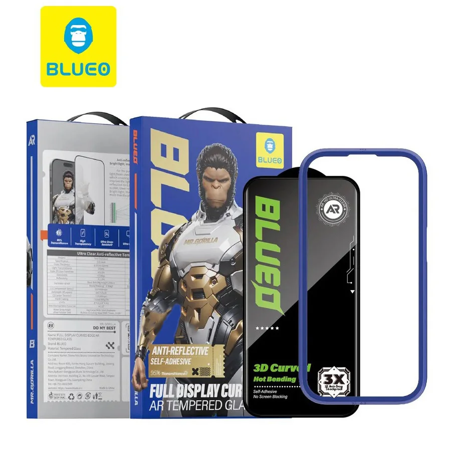 Blueo For iPhone 18 Pro Max Screen Protector AR 3D Hot Bending Curved Tempered Glass with [Alignment Frame] For iphone 18 Pro