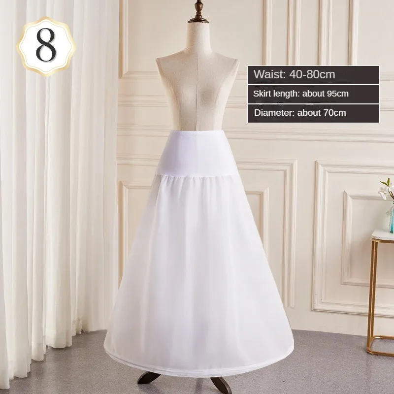 6-Hoops Underskirt Women Petticoat Wedding Dress Pleated Crinoline White a Line Floor Length Under Skirt Cancan Pettidresses