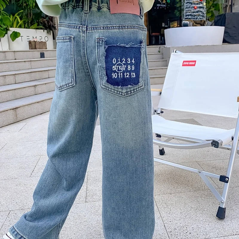 

Girls Jean Pants Long Trousers Cotton 2024 Letters Spring Autumn Teenagers Baby's Kids Pants Sport Teenagers Children's Clothing
