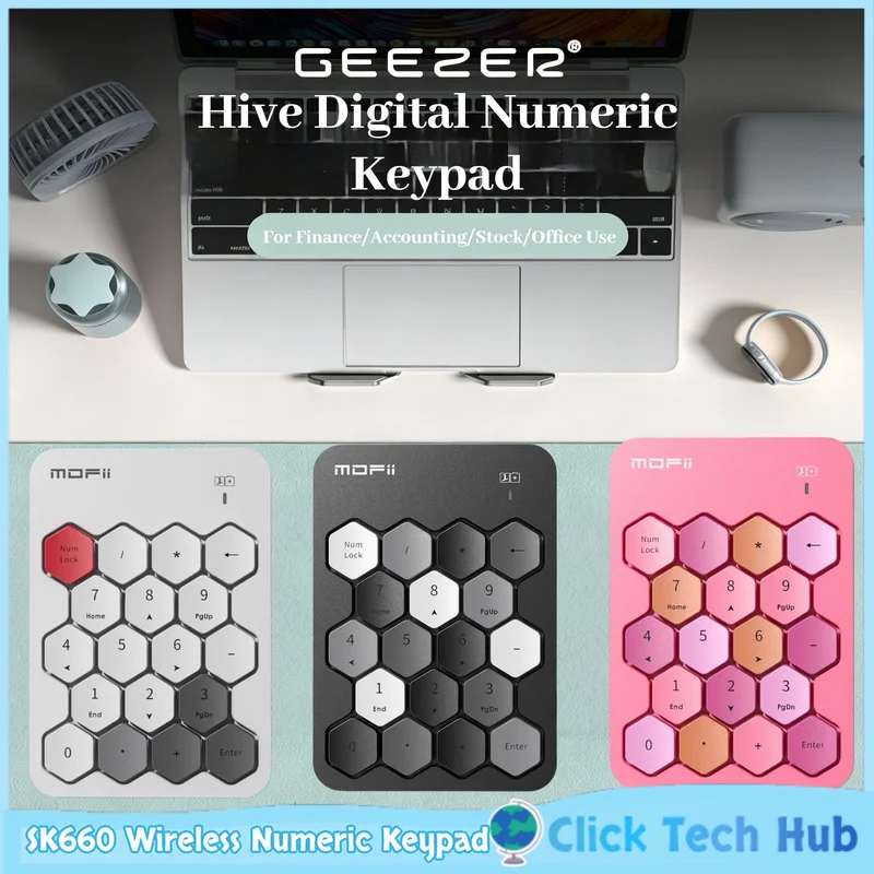 Mofii Sk660 Wireless Numeric Keypad Pink Aesthetic Hexagon Keys Quiet Click For Office Accounting Laptop Desktop Mini Keyboard