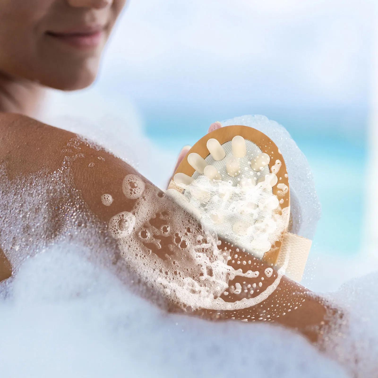 

2pcs Massage Brush Wood Handle Soft Bristles For Body Scrub Exfoliating Shower Skincare Bath Dry Brushing Tool