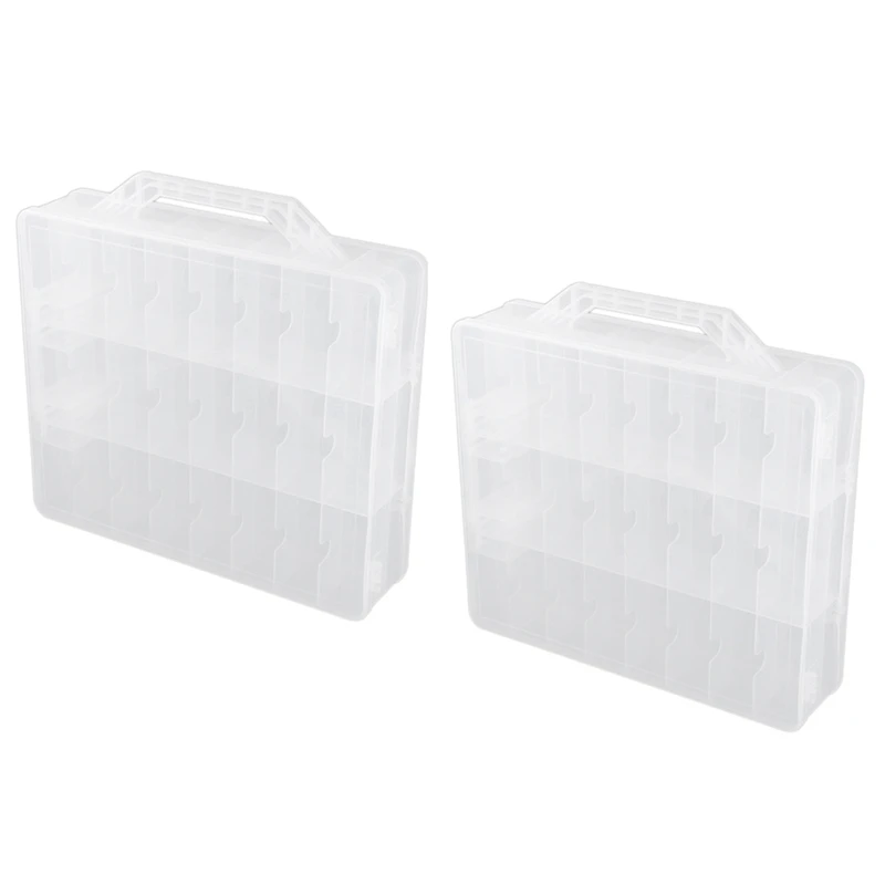 

2X 48 Cells 2 Layer Nail Polish Organizer Portable Clear Nail Supplies Needlework Storage Box Adjustable Storage Case