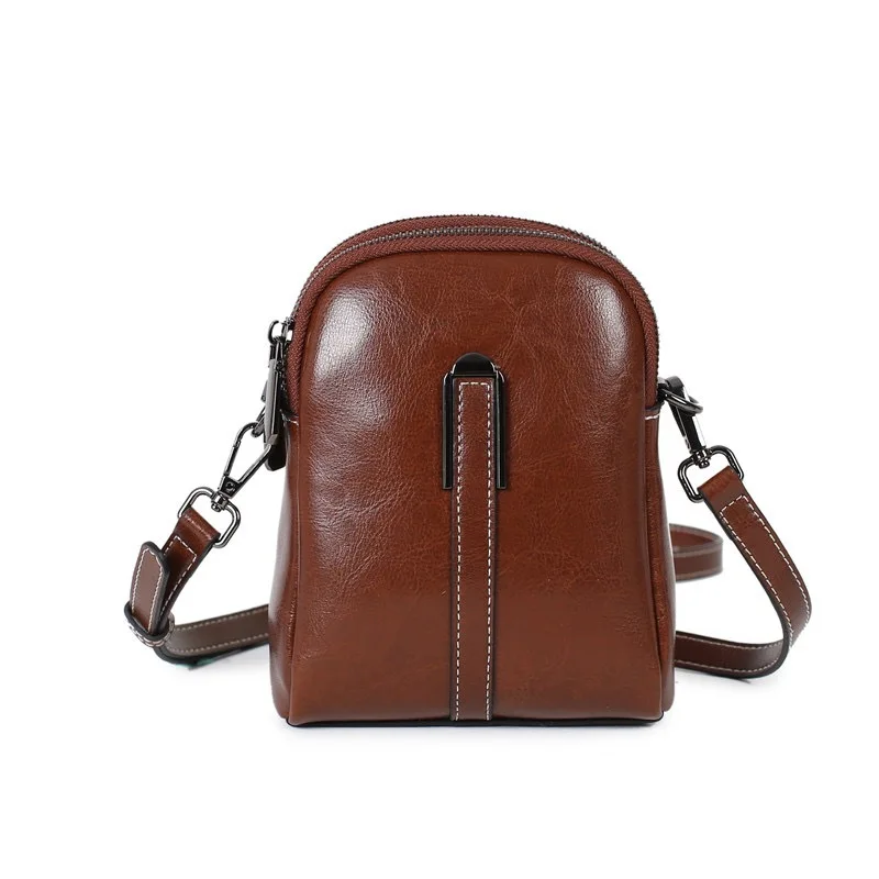 Mobiele Telefoon Tas Vrouwen 2024 Nieuwe Lichte Luxe Mode Vrouwen Crossbody Retro Senior Olie Wax Lederen Schoudertas Tij