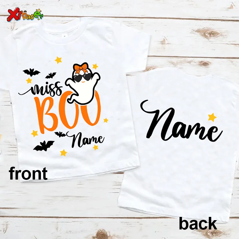 Halloween Shirt for Kids Custom Name Halloween Outfits Kids Clothes Halloween Clothing T-shirt Girl Boys Helloween Party Shirt