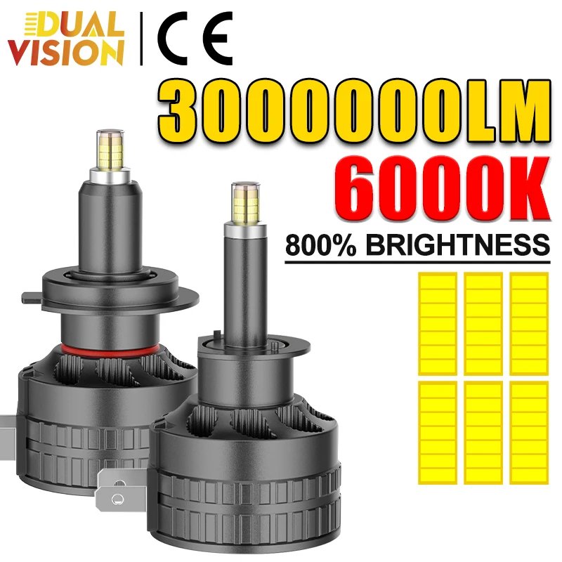 

Dualvision 360 H7 Светодиодная автомобильная фара 3000000LM 6500K HB3 HB4 9012 Светодиодные противотуманные фары H8 H9 H11 9005 9006 Лампы Автоматические противотуманные мини-лампы
