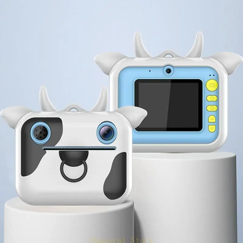 E7CE Kids Print Camera zabawka Dzieci Kreskówka Selfie Kamera cyfrowa z papierem do drukowania 2,0 -calowe IPS ekran