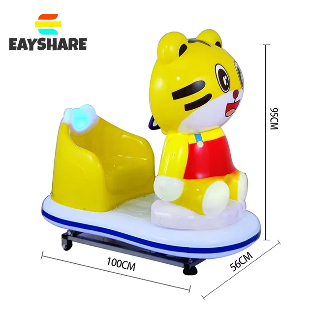 Indoor Ride Muntautomaat Beweegbare Cartoon Kiddie Rides Tiger Car Swing Schommelmachine