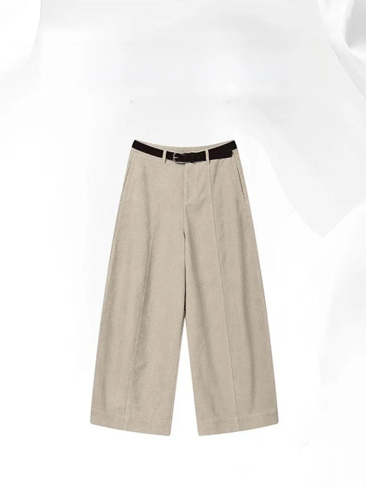 

Thiened Fce Wide Leg Pants Women's High Waist Straight Cut Trousers Casual Sle High Quali Fabric Winter New Arrival