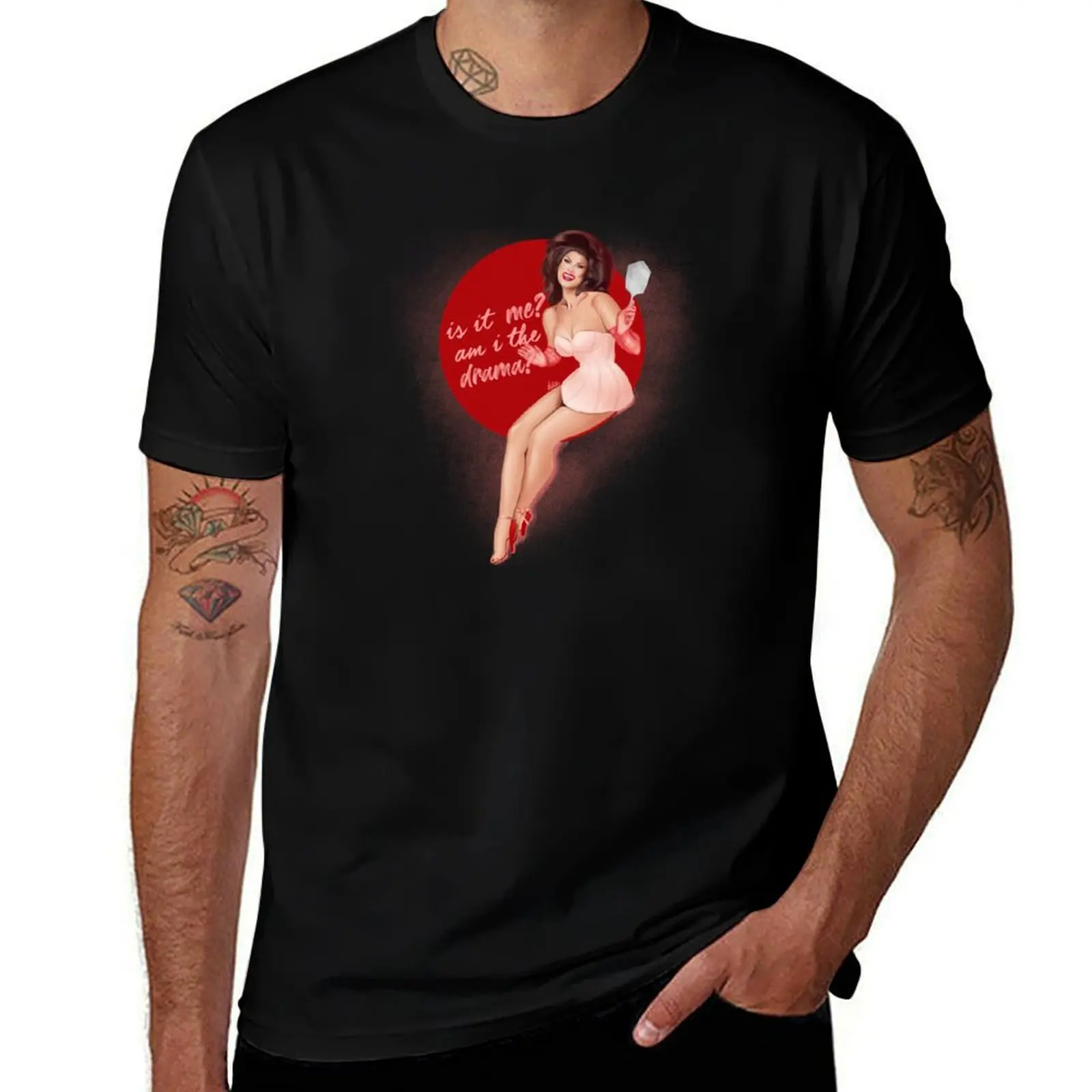 

Scarlet Envy “Am I The Drama” Drawing T-Shirt sweat customizeds mens t shirts casual stylish