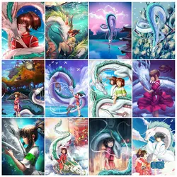 New 2023 Diamond Painting 5D DIY Anime White Dragon and Girl Full Diamond Mosaic Art Embroidery Cross Stitch Kits Home Decor