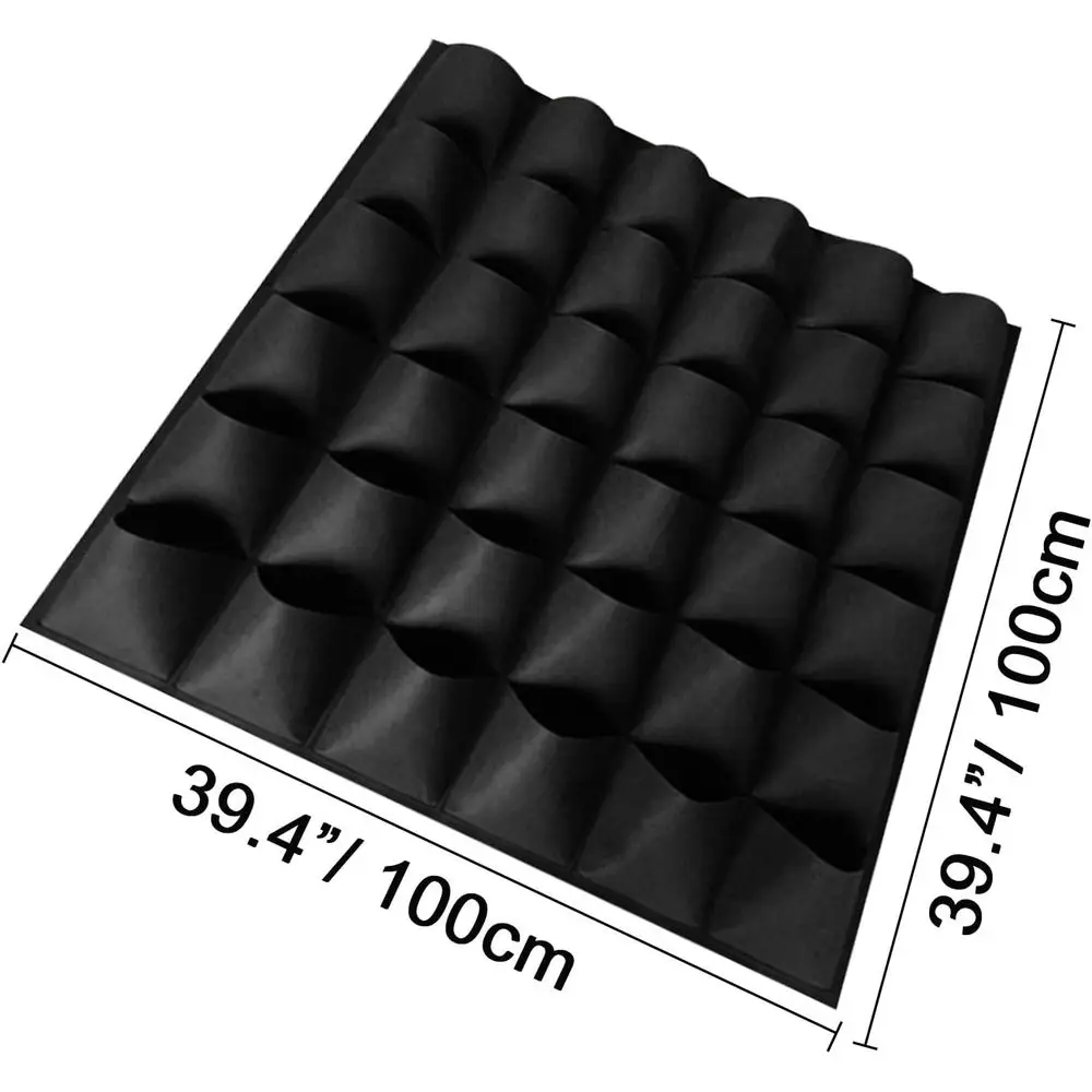 36 Pockets Wall Garden Planter Plant Grow Bag, Vegetable or Indoor/Outdoor (36 Pockets, Black)
