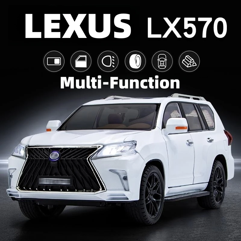 1/18 Lexus LX570 SUV Sport Toy Car Diecast Metal Model miniatura Pull Back Sound Light Doors collezione apribile regalo per bambini