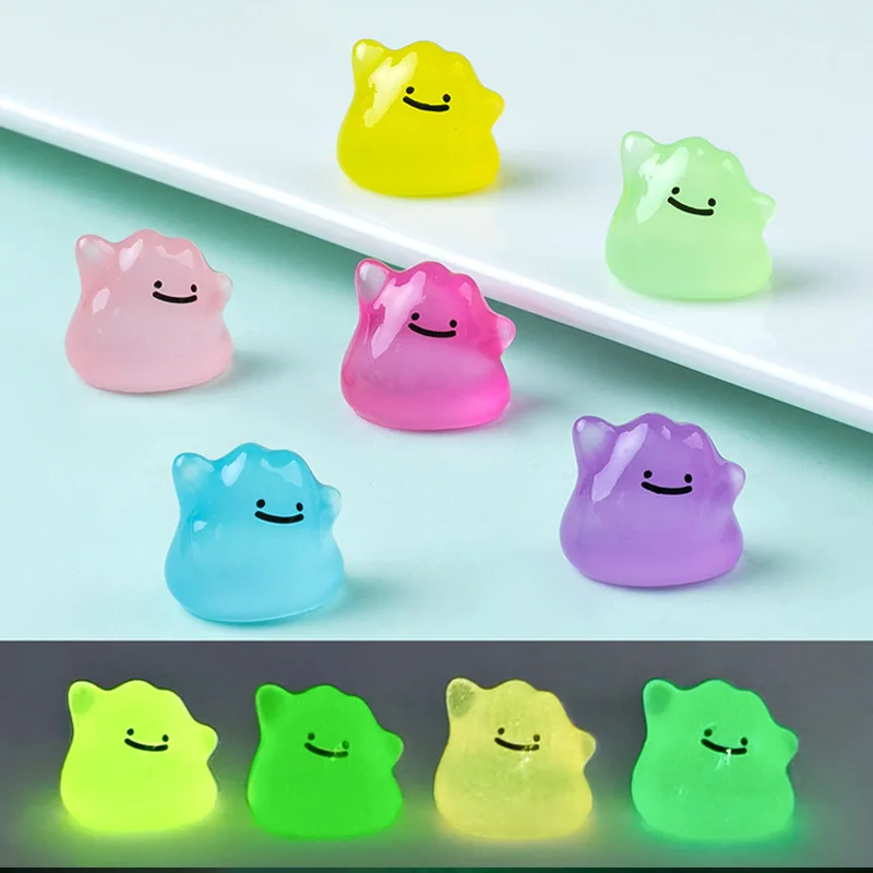 6pcs/Set Anime Pocket Monsters Multicolor Mini Figures Glow In The Dark Ditto Cute Model Decoration Doll Halloween Surprise Gift
