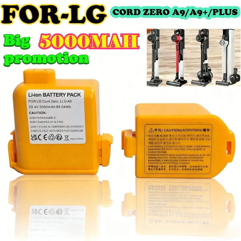 5000mAh Replacement Battery Compatied for LG Cord Zero EAC63382204 A9 A9S P9 A9K-CORE A9MAX A9T-Ultra A9K-PRO A9N A9M A9 Plus