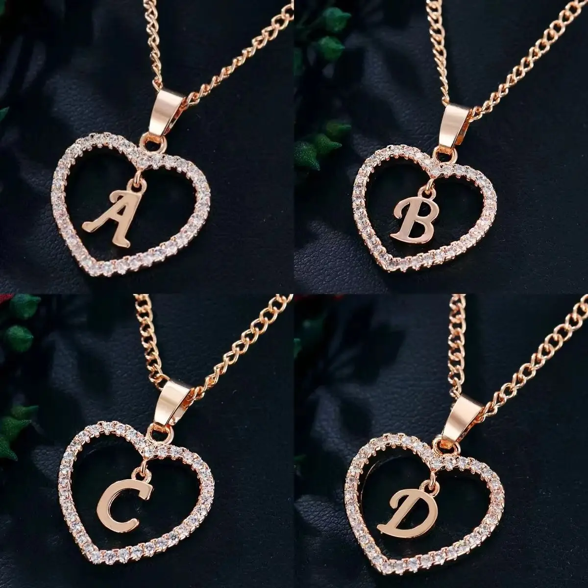 Customizable Love Pendant Necklace with Zircon 26 Letter Initial Jewelry for Men And Women