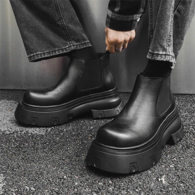 

Business Men Height-increasing Chelsea Boots Black Thick-soled Durable British Trend Versatile High-quality Ankle Boots Men