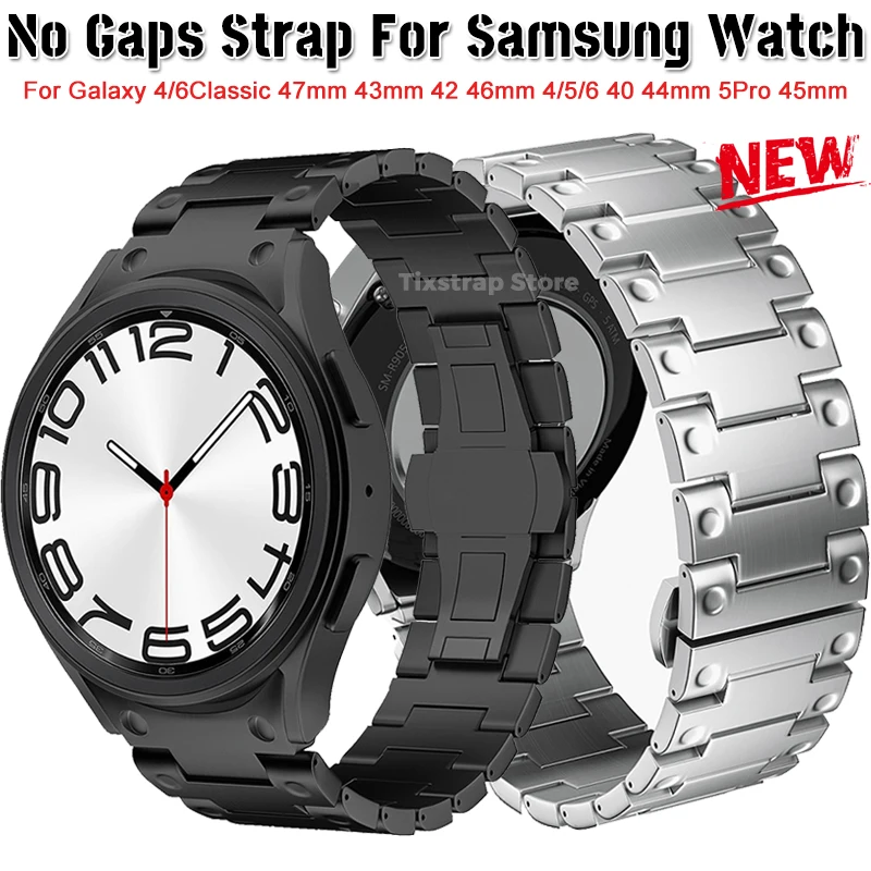 Quick Fit Strap For Samsung Watch4 5 6 40 44mm 4/6Classic 47mm 43mm 42 46mm No Gaps Metal Bracelet Correa Galaxy Watch 5Pro 45mm