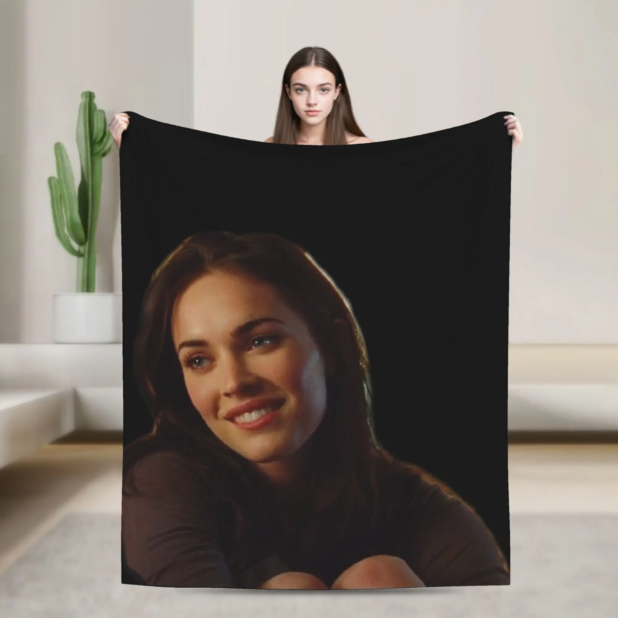 megan fox Knitted Blanket Fleece  Lightweight Thin Throw Blanket for Bedroom Sofa Bed Rug