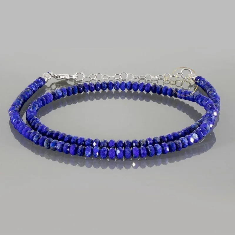 

AAA+++ Natural Lapis Lazuli Faceted Round Gemstone Beads 18" Handmade Necklace