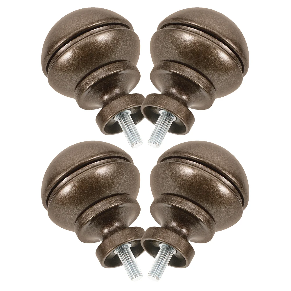 4 Pcs Window Drapes Curtain Accessories Rod Accessory Plug Finials for Rods Finals Brown End Caps Decorative Replacement Head