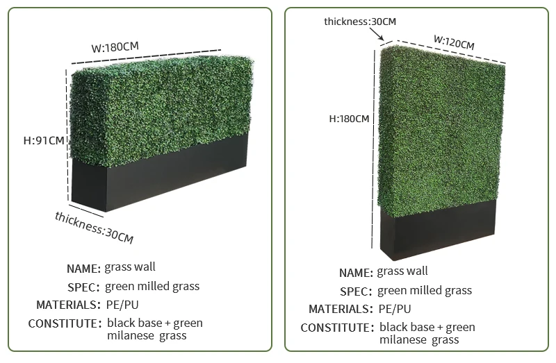 Garden Metal Frame Boxwood Artificial Hedge Panel Hedge Boxwood Grass Back Drop Wall with Planter Artificial Boxwood Hedge Wall