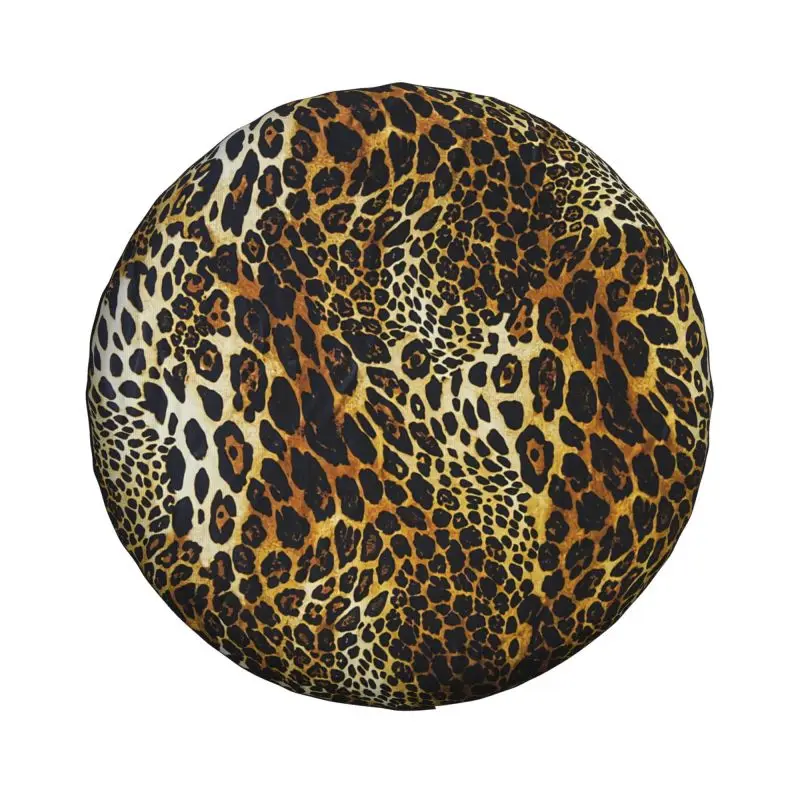 Brown Black And Beige Leopard Print Spare Tire Cover for Prado Jeep Animal 4WD 4x4 RV Car Wheel Protectors 14