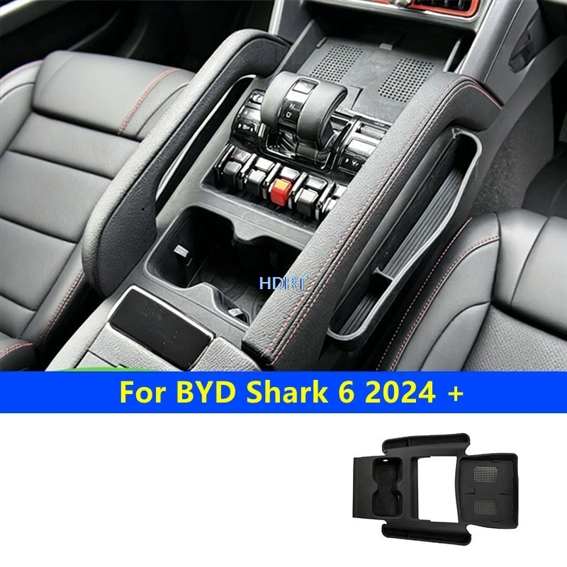 Car Style Center Console Gear Shift Storage Box Dust Proof Mat For BYD Shark 6 2024 + Container Organizer Tray Cover Accessories