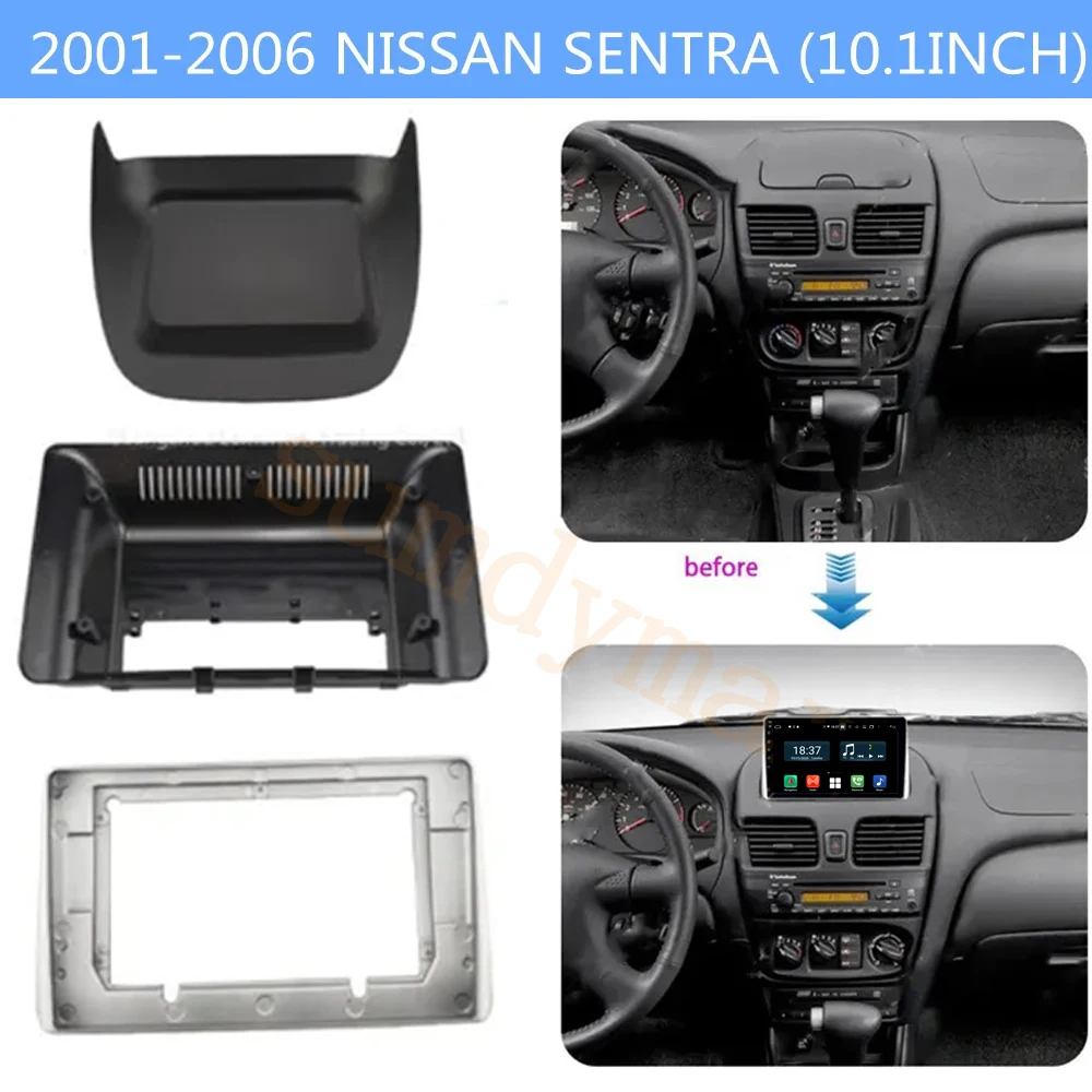 

2 Din Plastic Fascia Panel Frame 10.1 Inch Car Radio DVD GPS Mp5 for Nissan Sunny (B15) Sentra 2001-2006 Dash Mount Kit