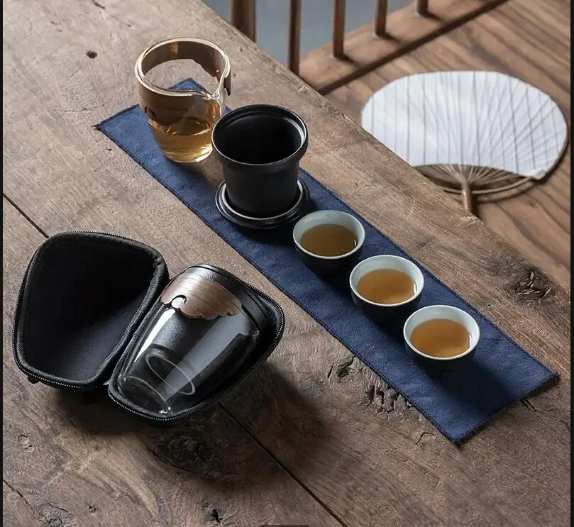 Ceramic Kung Fu Tea Set Portable Glass Travel Making Equipment Teapot Teacup Accessories Home Teaware Sets
