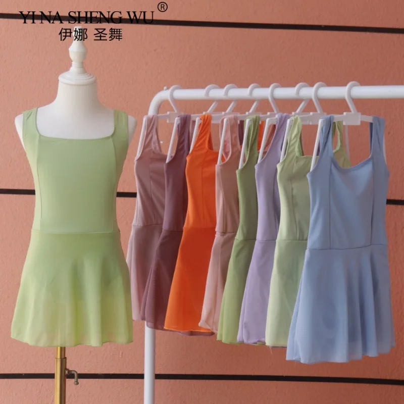 

Детский балетный трико для девочек с юбкой, хлопковая, нейлоновая, спандекс, танцевальная одежда, гимнастические трико для детей, танцевальный наряд для малышей