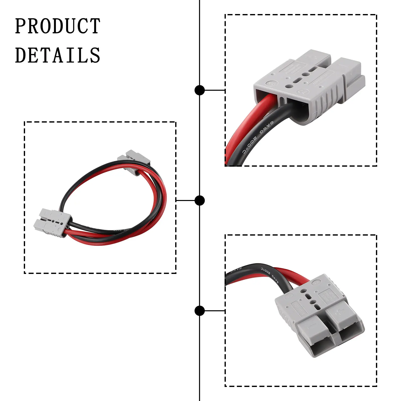 1Pack 30cm/50cm/100cm DOUBLE END BATTERY CHARGING CABLE For Easy To Connect And Disconnect Electrical Equipment